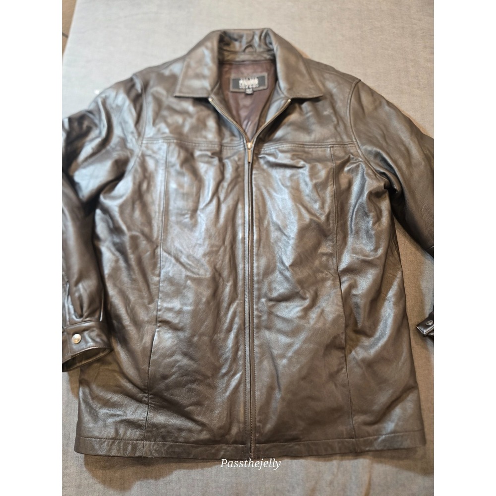 Wilsons Leather Pelle Studio Men's XLT Brown Leather Jacket Full Zip Tall Coat